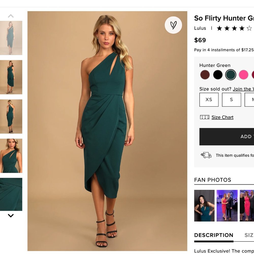 Lulu's So Flirty Hunter Green One-Shoulder Cutout Asymmetrical Dress